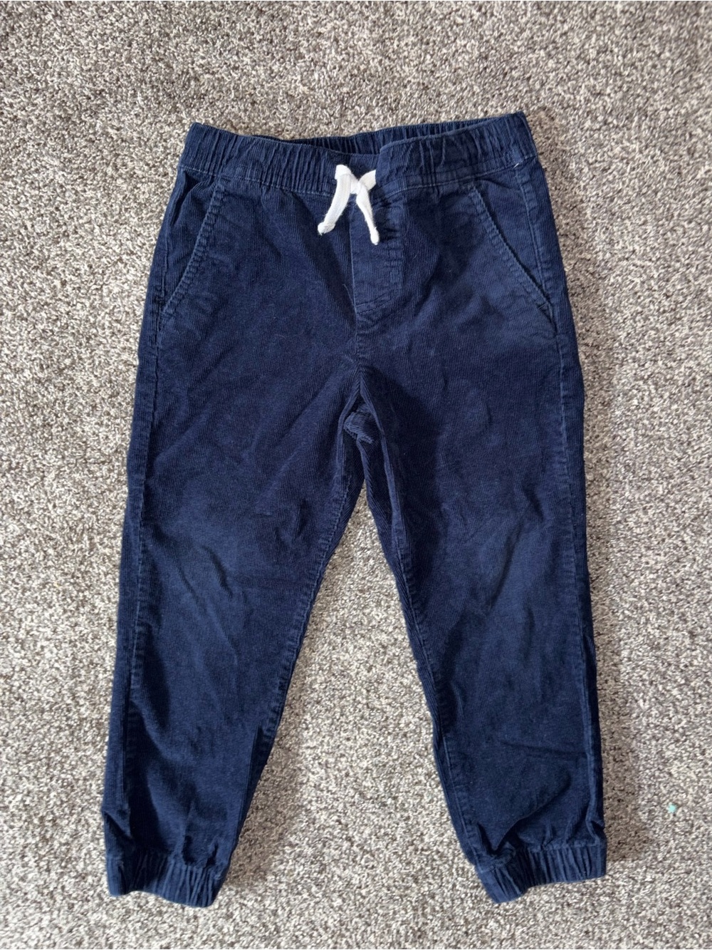 Janie and Jack Navy Corduroy Jogger Pants with White Drawstring 4T